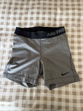 Nike Pro Gray Women's Bike Shorts with Black Waistband